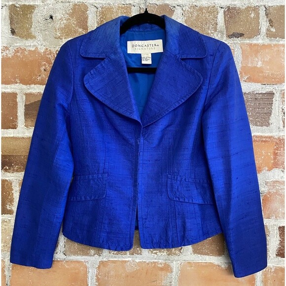 Womens Doncaster Signature Blazer - 100%  Dupioni Silk - Size 2 - Picture 1 of 16